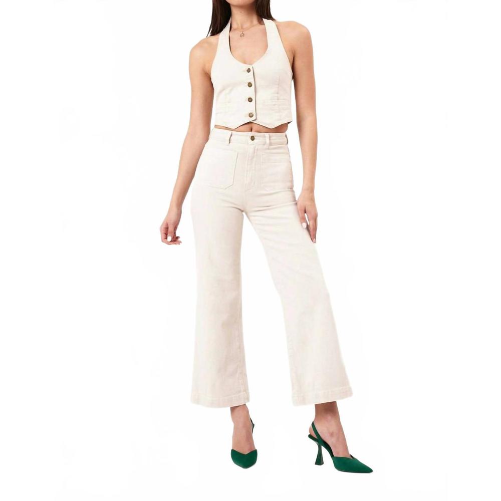 NEW ROLLA'S halter stretch denim vest in off white - Picture 2 of 4